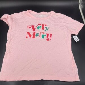 Old Navy Pink 'Very Merry' Short Sleeve Tee NWT